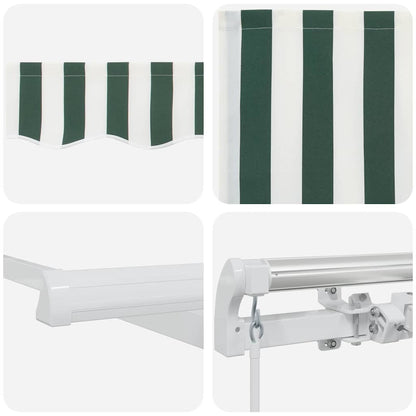 Retractable Awning Manual Green and White 500 x 350 cm
