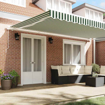 Retractable Awning Manual Green and White 500 x 350 cm