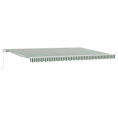 Retractable Awning Manual Green and White 500 x 350 cm