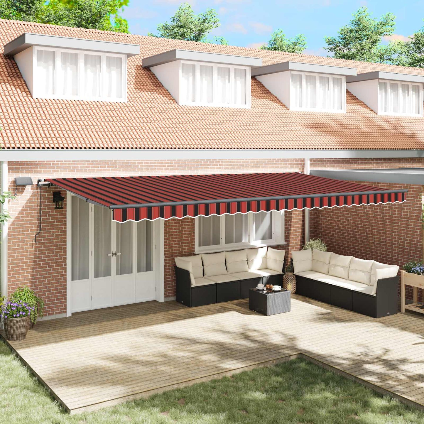 Retractable Awning Orange and brown 600 x 300 cm Fabric