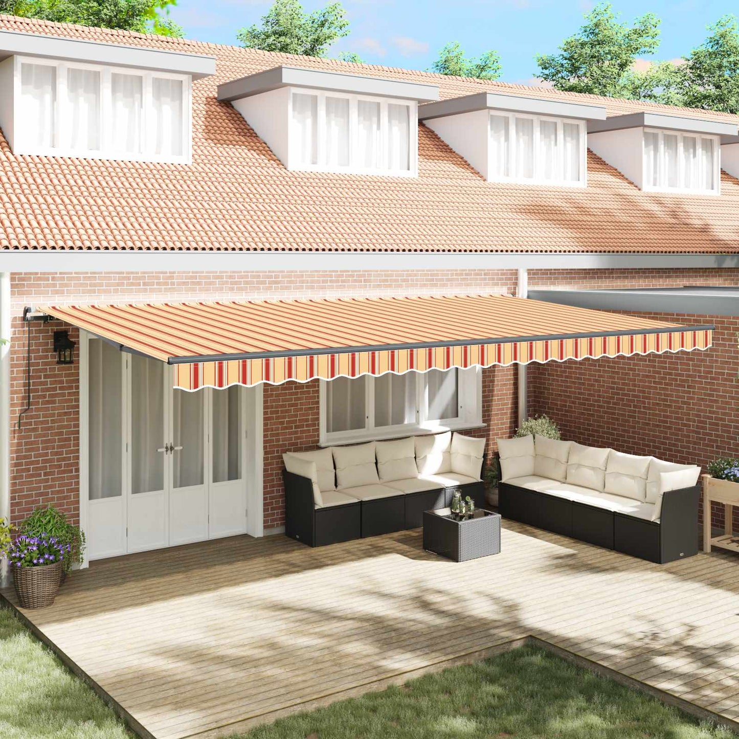 Retractable Awning Yellow and Orange 600 x 300 cm