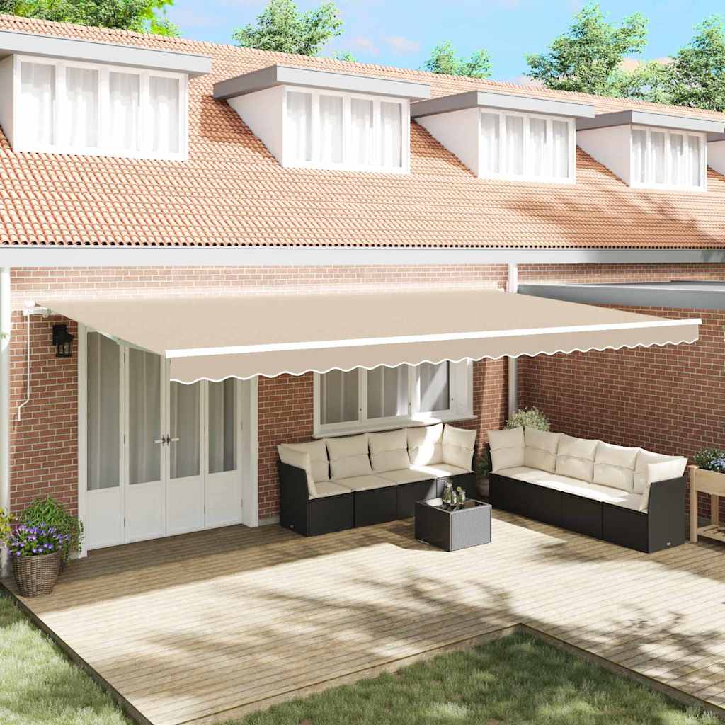 Retractable Awning Beige 600 x 300 cm Polyester and Aluminium