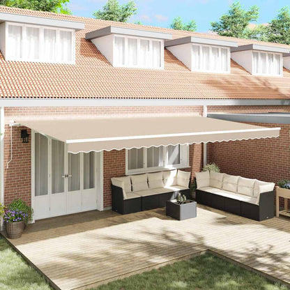 Retractable Awning Beige 600 x 300 cm Polyester and Aluminium