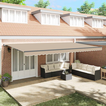 Retractable Awning Beige 600 x 300 cm Polyester and Steel