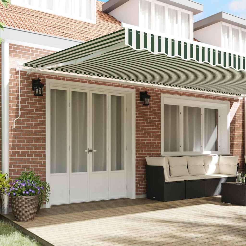 Retractable Awning Retractable Green and White 600 x 300 cm