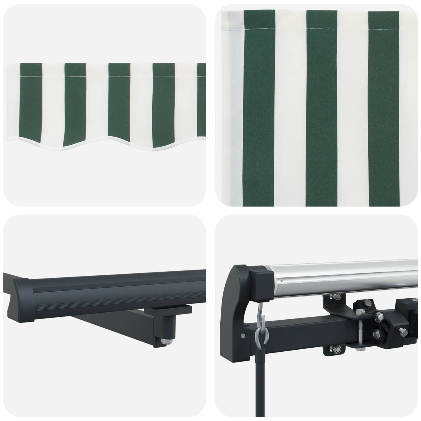 Retractable Awning Green and White 600 x 300 cm