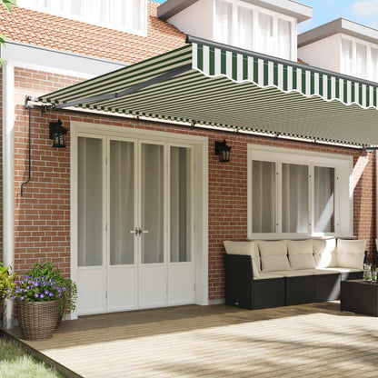 Retractable Awning Green and White 600 x 300 cm