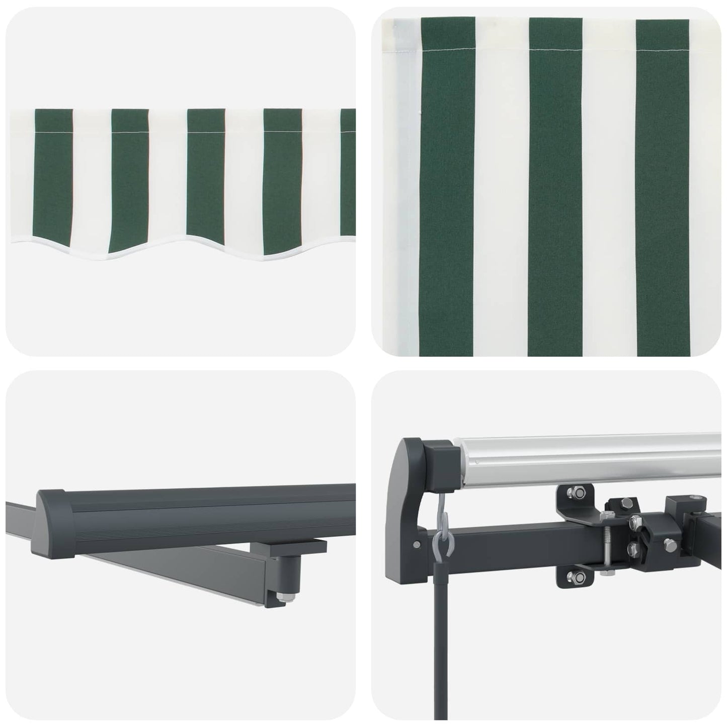Retractable Awning Manual Green and white 600 x 300 cm Fabric