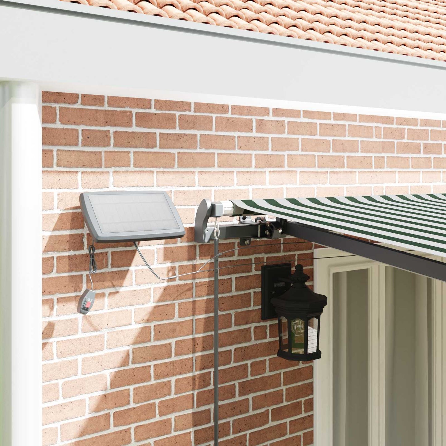Retractable Awning Manual Green and white 600 x 300 cm Fabric