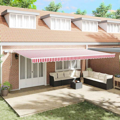 Retractable Awning Red and White 600 x 350 cm Fabric and Steel