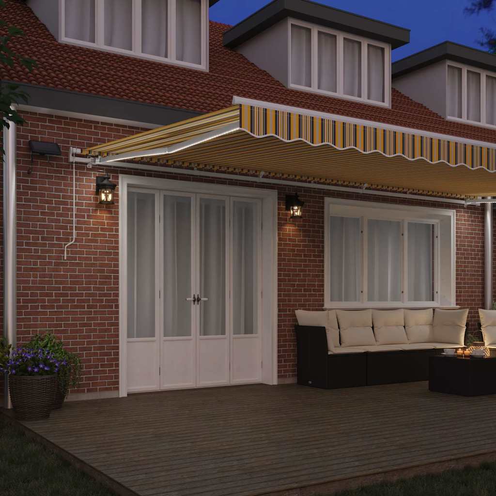Retractable Awning Multicolour 600 x 350 cm Fabric and Steel