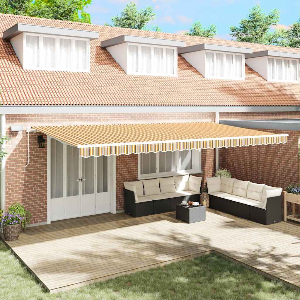 Retractable Awning Multicolour 600 x 350 cm Fabric and Steel