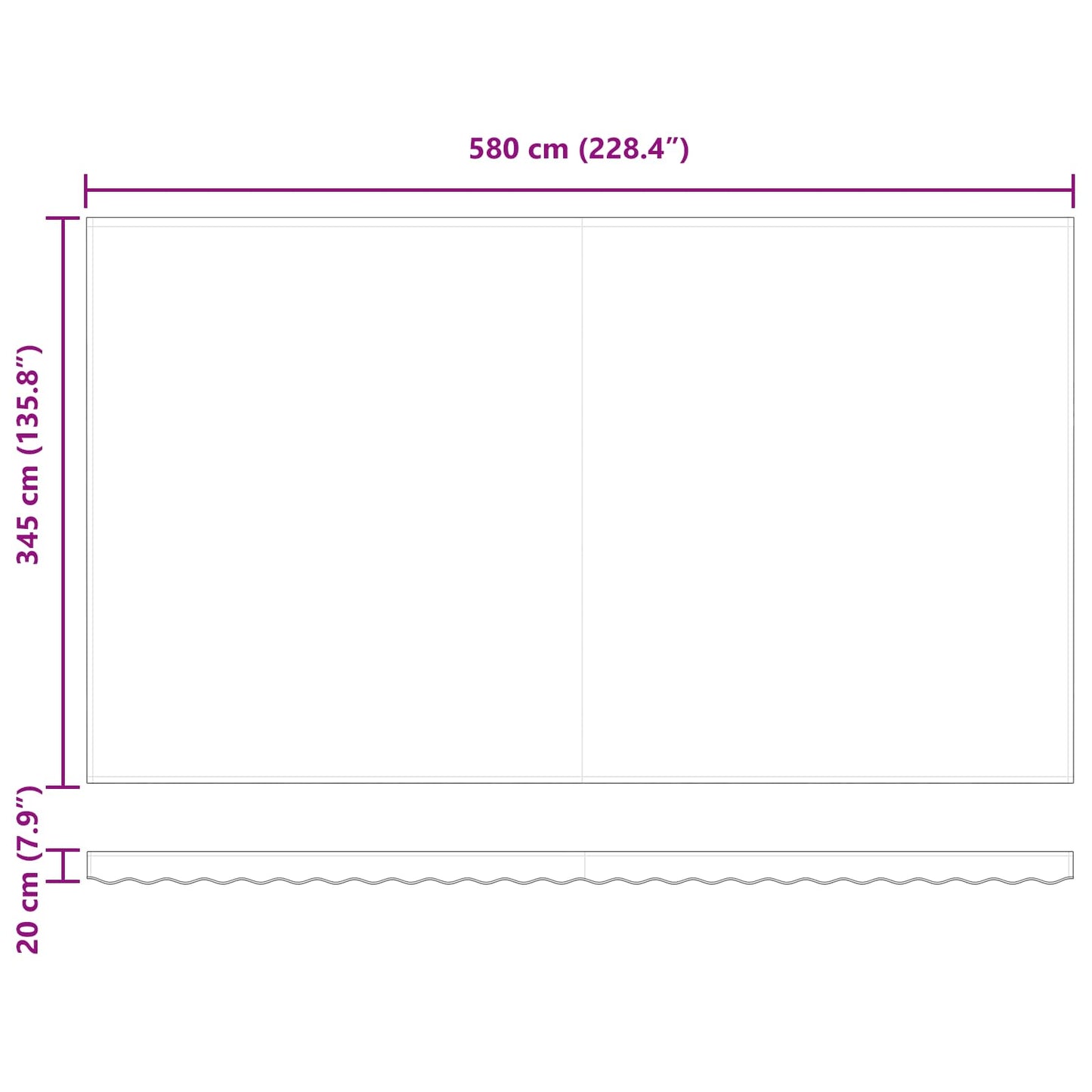 Retractable Awning Multicolour 600 x 350 cm Polyester and Steel