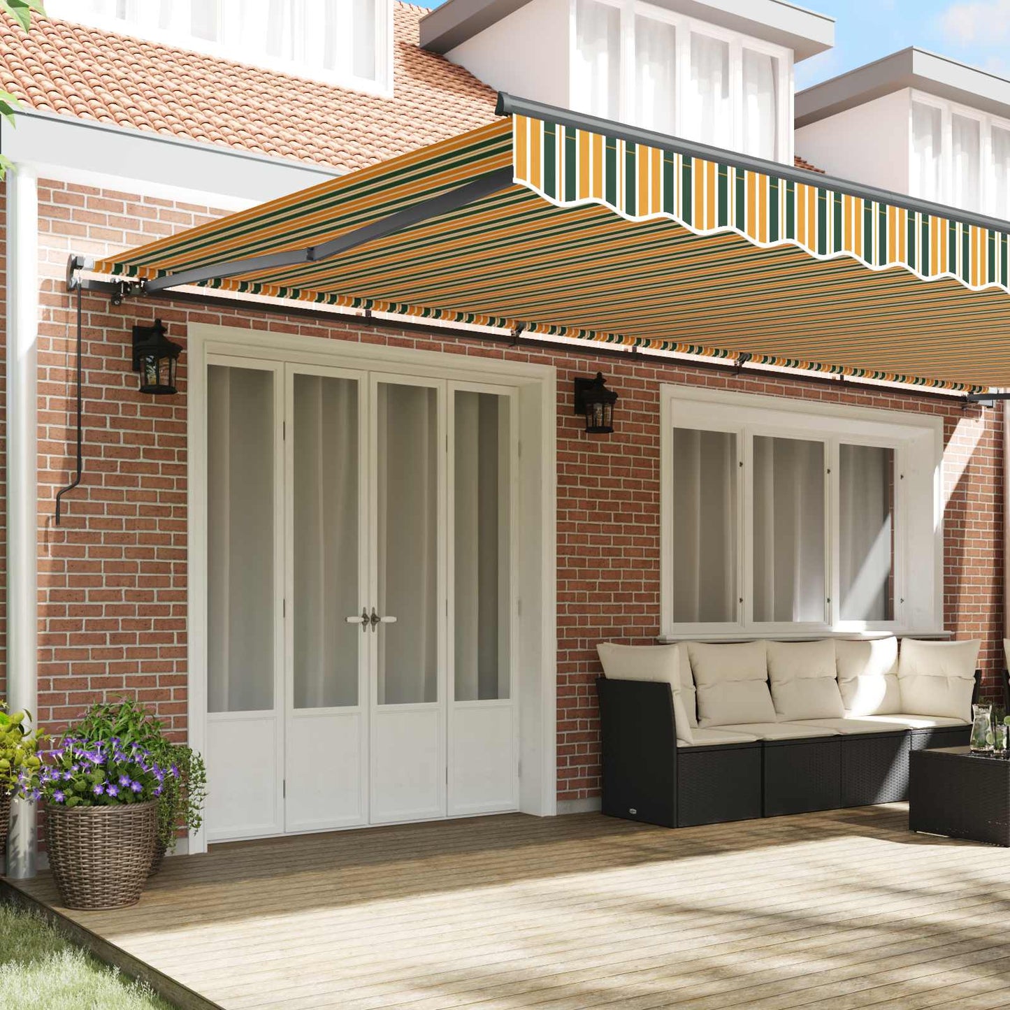 Retractable Awning Green and yellow 600 x 350 cm