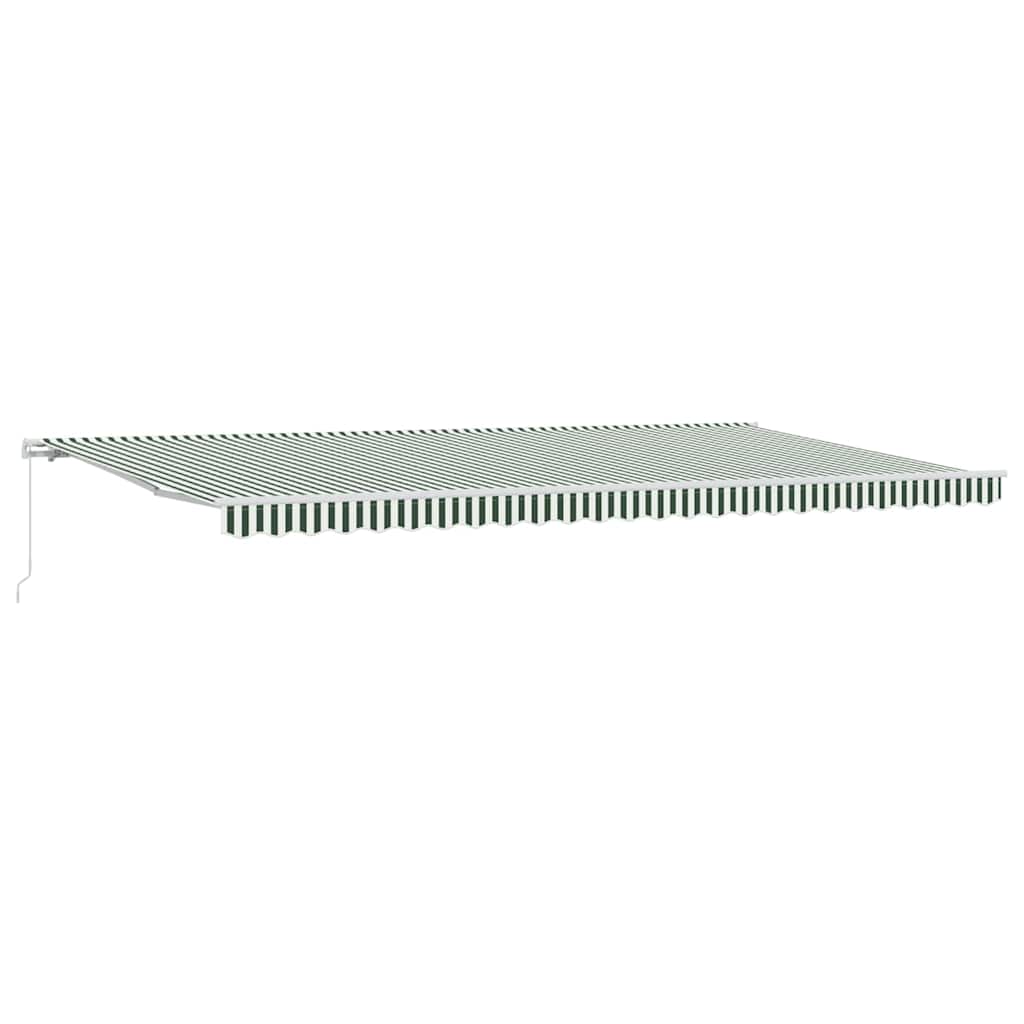 Manual Awning 6 x 3.5 m Green and White Stripe 100% Polyester