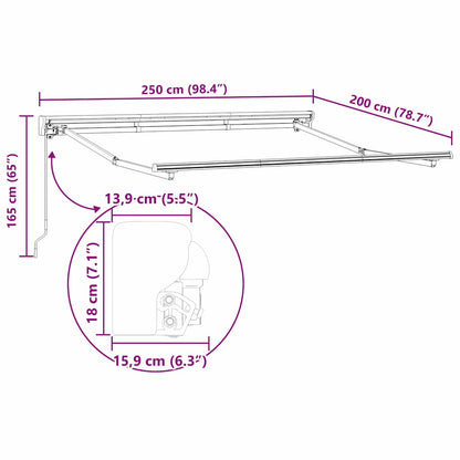Awning Frame Manual Adjustable White 2.5 x 2 m Steel