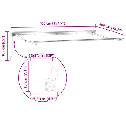 Awning Frame Manual Adjustable White 4 x 2 m Steel