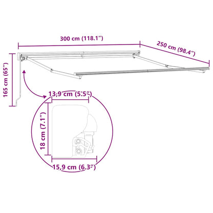 Awning Frame Manual Adjustable Anthracite 3 x 2.5 m Steel
