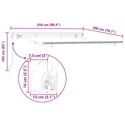 Awning Frame Retractable Manual White 2.5 x 2 m Metal