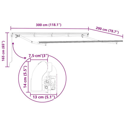 Awning Frame Retractable Manual Anthracite 3 x 2 m Metal