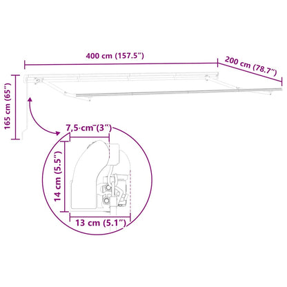 Awning Frame Retractable Manual Anthracite 4 x 2 m Metal
