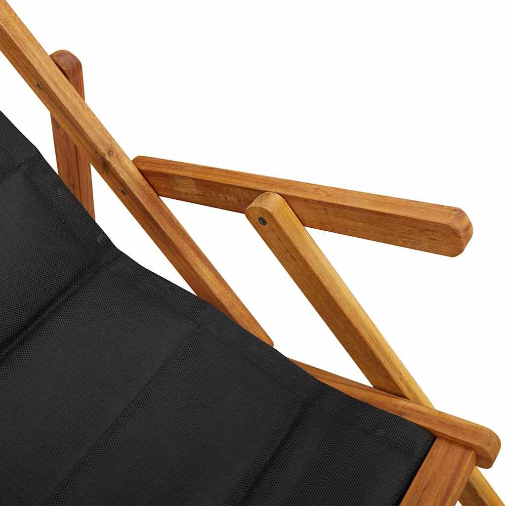 Beach Chair with Cushion Folding 2 pcs Brown Solid Acacia Wood