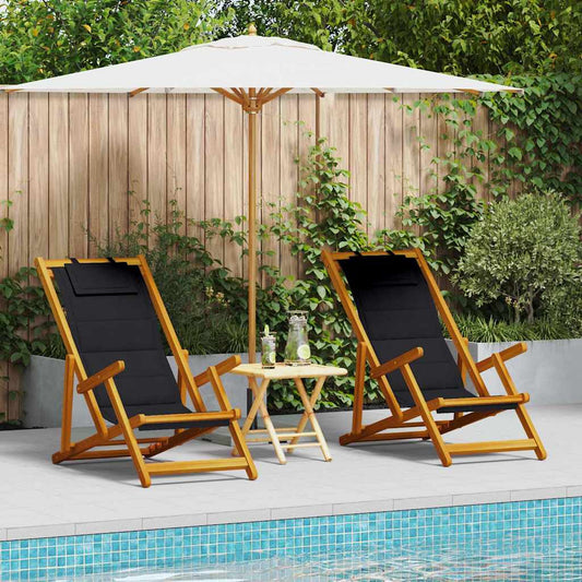 Beach Chair 2 pcs Brown Solid Acacia Wood