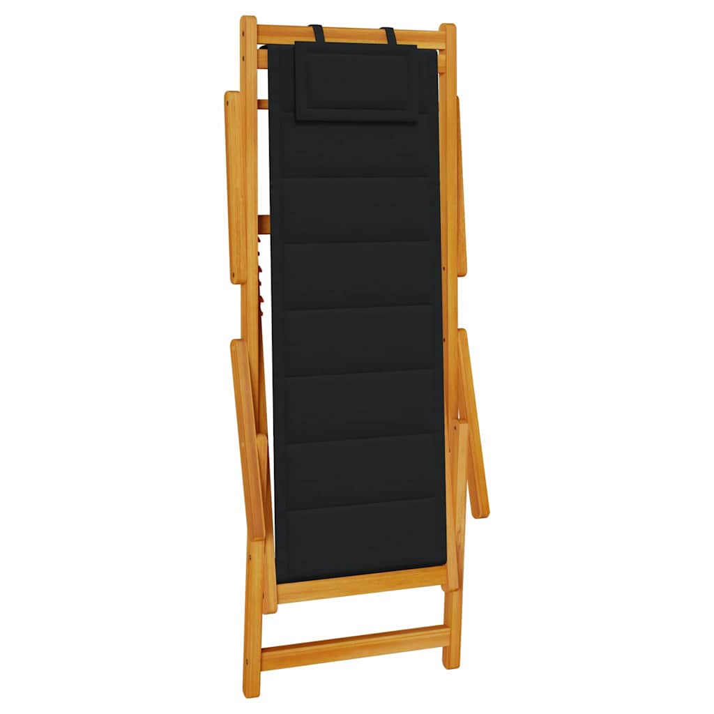 Beach Chair with Cushion Folding 2 pcs Brown Solid Acacia Wood