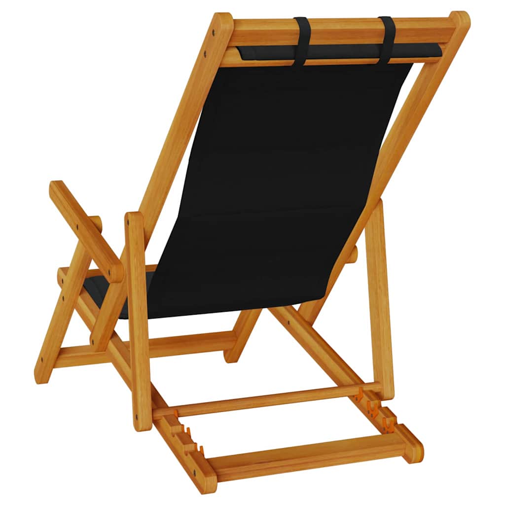 Beach Chair with Cushion Folding 2 pcs Brown Solid Acacia Wood