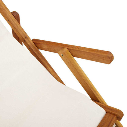 Beach Chair with Cushion Folding 2 pcs Brown Solid Acacia Wood