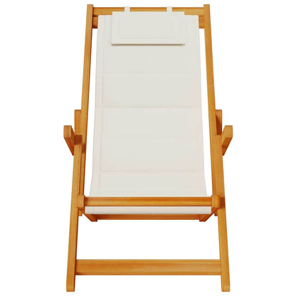 Beach Chair with Cushion Folding 2 pcs Brown Solid Acacia Wood