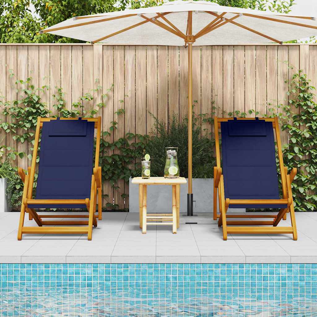 Beach Chair 2 pcs Brown Solid Acacia Wood