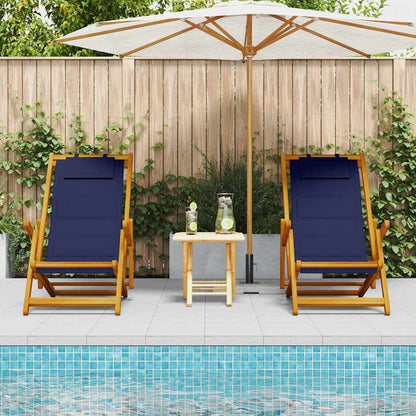 Beach Chair 2 pcs Brown Solid Acacia Wood