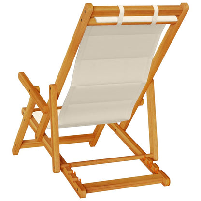 Beach Chair with Cushion Folding 2 pcs Brown Solid Acacia Wood