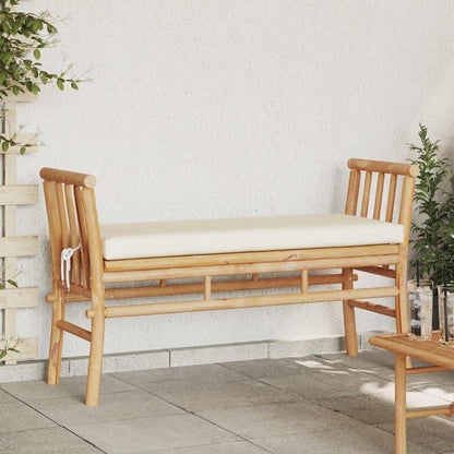 Garden Bench with Cushion Brown 110 x 38 x 65cm Bamboo