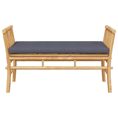 Garden Bench with Cushion Brown 110 x 38 x 65cm Bamboo