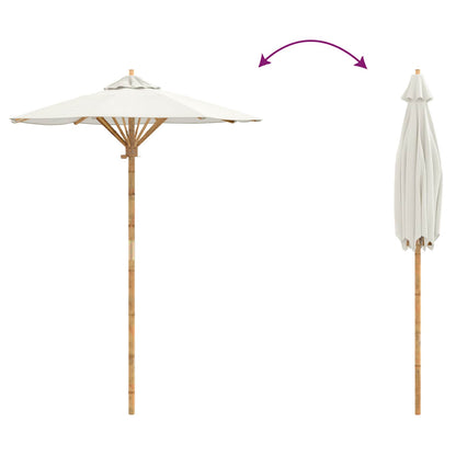 Garden Parasol Cream White Ø 150 x 210 cm Bamboo