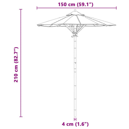 Garden Parasol Cream White Ø 150 x 210 cm Bamboo