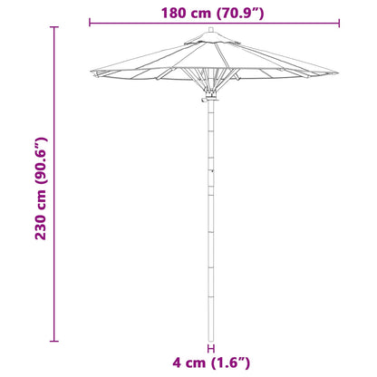 Garden Parasol Cream White Ø 180 x 230 cm Bamboo
