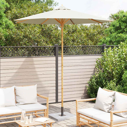 Garden Parasol Cream White Ø 240 x 260 cm Bamboo