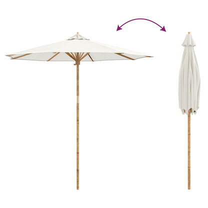Garden Parasol Cream White Ø 240 x 260 cm Bamboo