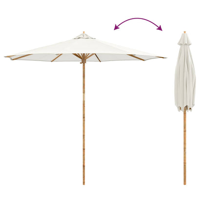 Garden Parasol Cream White Ø 270 x 260 cm Bamboo