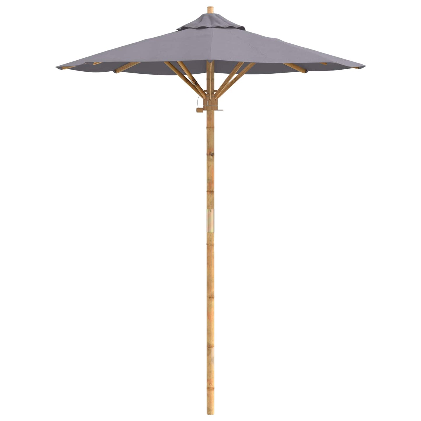 Garden Parasol Dark Grey Ø 150 x 210 cm Bamboo