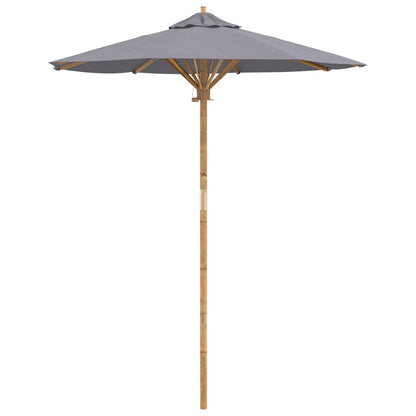 Garden Parasol Dark Grey Ø 180 x 230 cm Bamboo