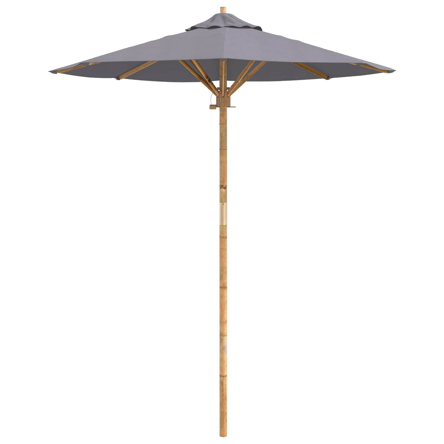 Garden Parasol Dark Grey Ø 180 x 230 cm Bamboo