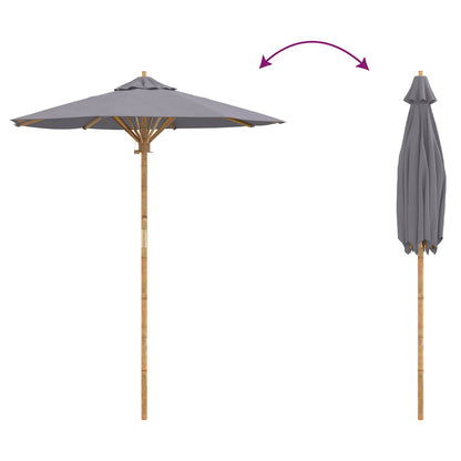 Garden Parasol Dark Grey Ø 180 x 230 cm Bamboo