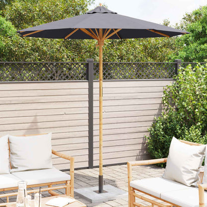 Garden Parasol Dark Grey Ø 217 x 230 cm Bamboo