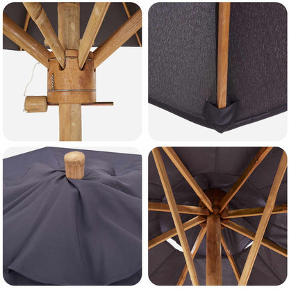 Garden Parasol Dark Grey Ø 240 x 260 cm Bamboo