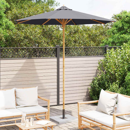 Garden Parasol Dark Grey Ø 240 x 260 cm Bamboo