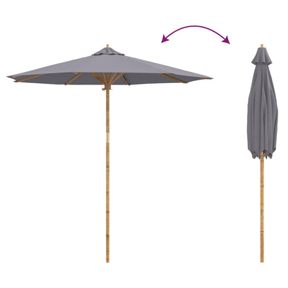 Garden Parasol Dark Grey Ø 240 x 260 cm Bamboo